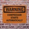 Signmission Compressor Starts Automatically OSHA Warning Sign, Plastic, 10in W x 7in L, 2PK OS-2PACK-WS-P-710-L-12528 - alternate 6